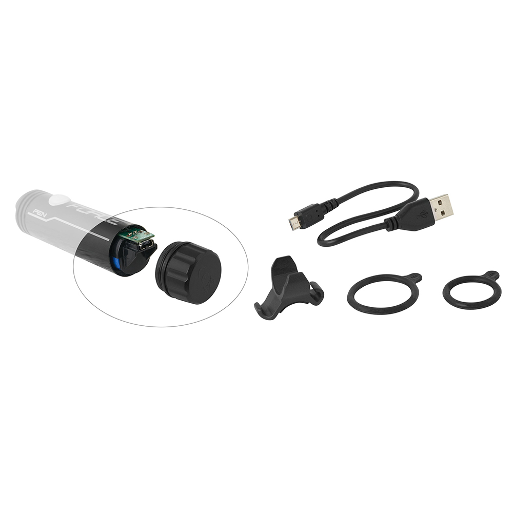Фонарь передний light front FORCE PEN 200LM USB Black