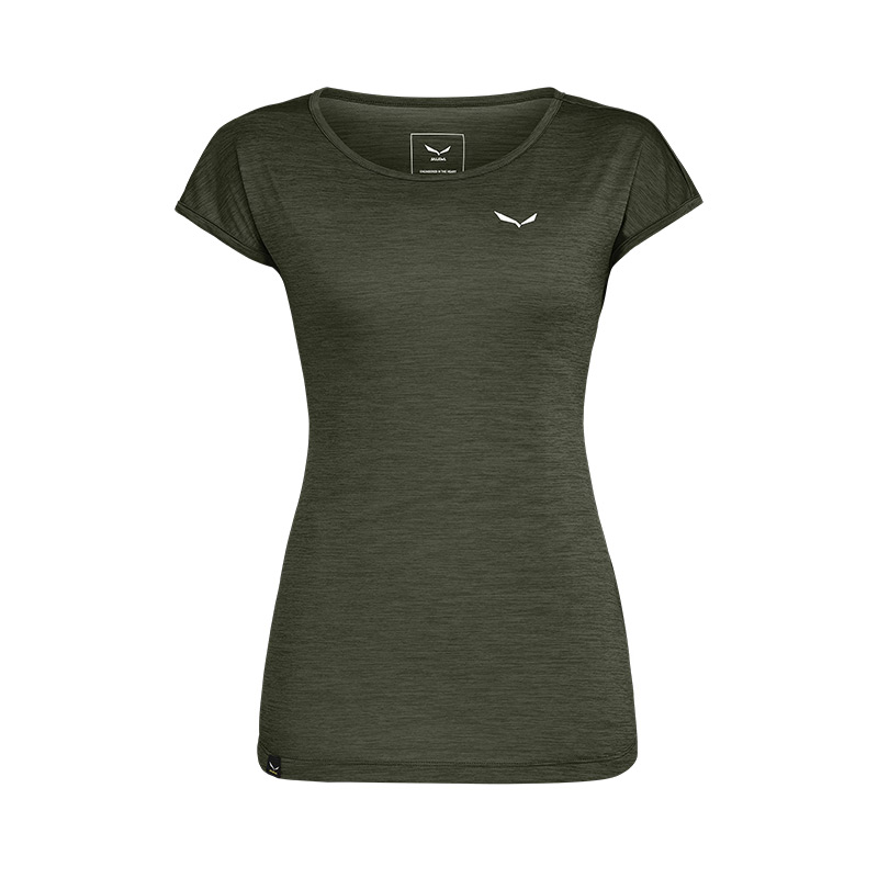 Футболка женская Salewa PUEZ MELANGE DRY W S/S TEE Dark Olive Melange