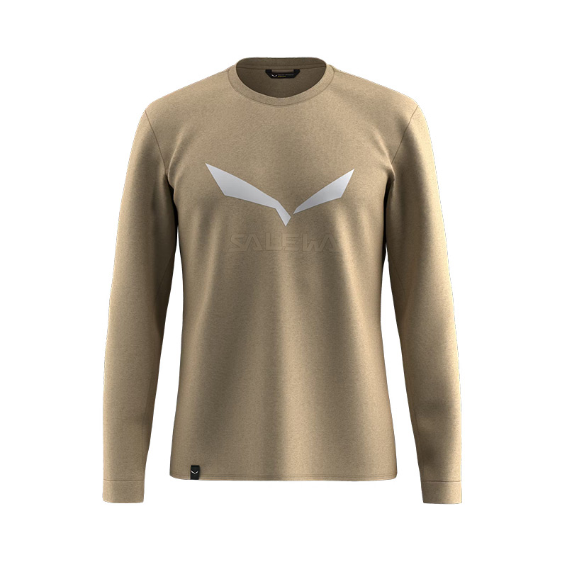 Футболка мужская с длинным рукавом Salewa SOLIDLOGO DRY M L/S TEE Quicksand