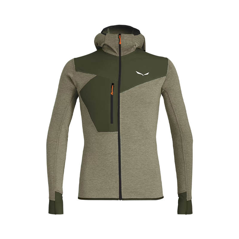 Кофта мужская Salewa PUEZ 2 DRY M L/S HOOD FULL-ZIP TEE-5286 Darkolive Melange