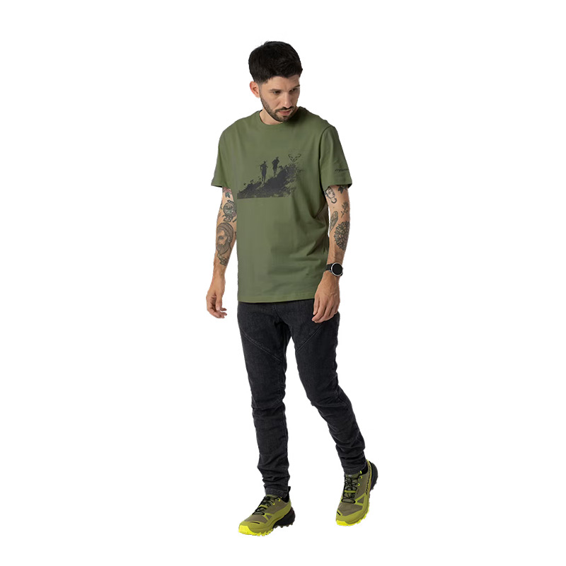 Футболка мужская Dynafit GRAPHIC CO M S/S TEE military green/runners cotton organic