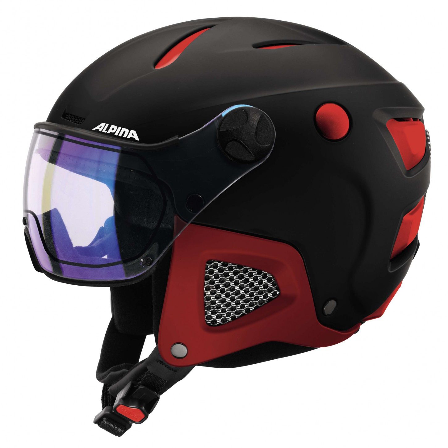 Горнолыжный шлем ATTELAS Visor VHM Black Red matt