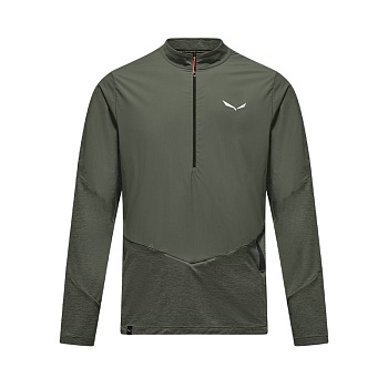 Футболка мужская с длинным рукавом Salewa PEDROC DRY M WIND HALF ZIP TEE Faded Green